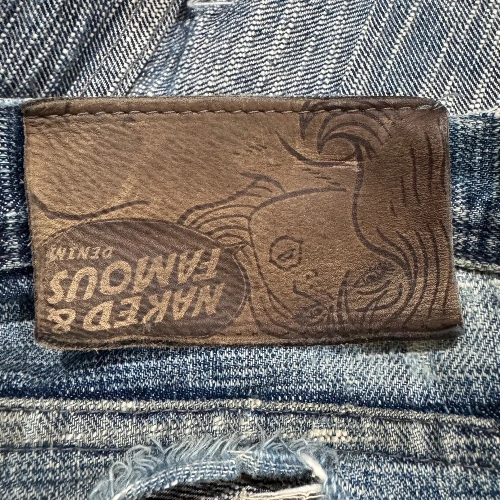 Naked & Famous Weird Guy Jeans Mens 33 Blue Frankenstein Raw Japanese Denim